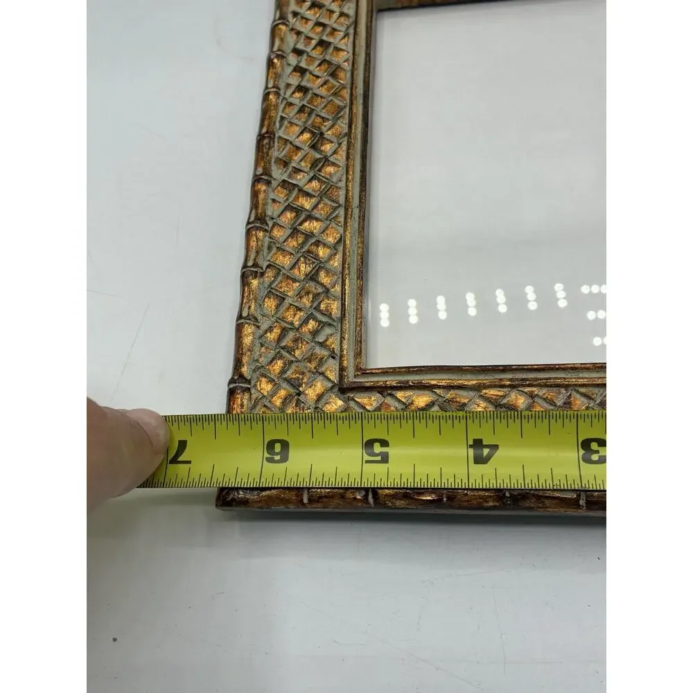 Hand Painted Pineapple Medallion Picture Frame, Arched Gold 4x6 Photo
